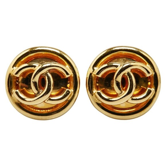 CHANEL Gold Coco Mark Earrings - Picture 1 of 7